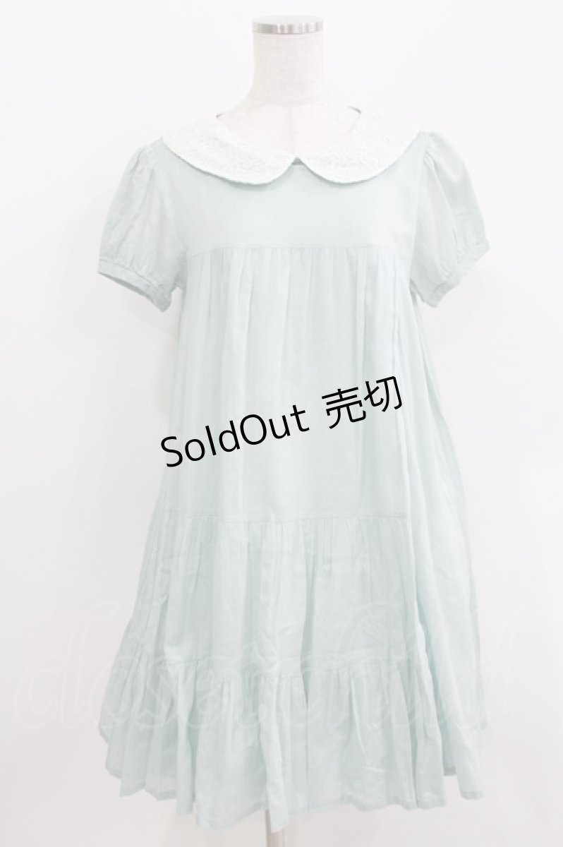 画像1: Jane Marple / レースカラーティアードワンピース  サックス H-26-03-30-044-JM-OP-KB-ZH (1)