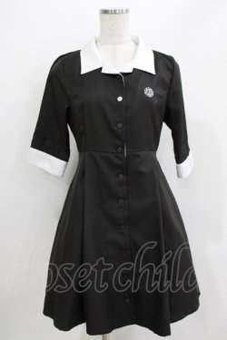 画像1: HELL CAT PUNKS / シャツワンピース  黒×白 H-26-03-30-045-PU-OP-KB-ZH