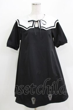 画像1: HELL CAT PUNKS / VAMPカラーワンピース  黒×白 H-26-03-30-048-PU-OP-KB-ZH