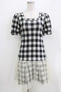 Emily Temple cute / 裾チュールギンガムワンピース  ブラック H-26-03-30-049-ET-OP-KB-ZH