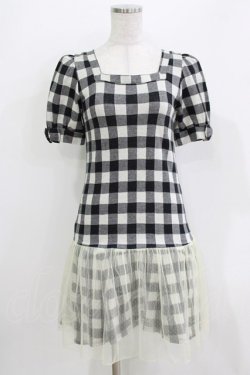 画像1: Emily Temple cute / 裾チュールギンガムワンピース  ブラック H-26-03-30-049-ET-OP-KB-ZH
