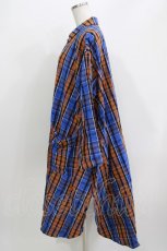 画像2: Candy Stripper / FLARE CHECK SHIRTワンピース  ブルー H-26-03-30-053-PU-OP-KB-ZH (2)
