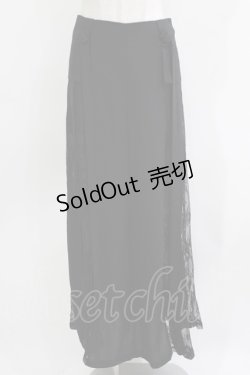 画像1: PUNK RAVE / Sexy Long Chiffon Lace Split Gothic Skirt XS ブラック H-26-03-30-056-PU-SK-KB-ZH