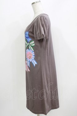 画像2: Emily Temple cute / ロゼットリボンカットソーワンピース  チャコール H-26-03-30-060-ET-OP-KB-ZH