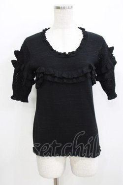 画像1: Shirley Temple / ラメフリルパフニット  黒 H-26-03-30-066-ET-TO-KB-ZH