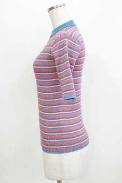 画像2: Candy Stripper / LAME BORDER KNIT  PINK×LIGHT BLUE H-26-03-30-067-PU-TO-KB-ZH