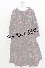 Jane Marple / Skipping cherriesチュニックドレス M 黒 H-26-03-30-007-JM-OP-KB-ZH