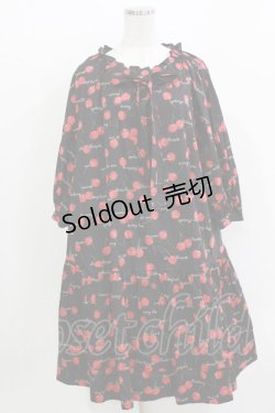 画像1: Jane Marple / Skipping cherriesチュニックドレス M 黒 H-26-03-30-007-JM-OP-KB-ZH