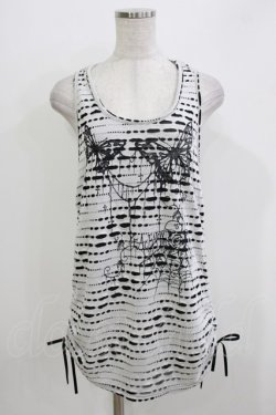 画像1: PEACE NOW / サイドギャザータンク  ホワイト×ブラック H-26-03-30-078-PU-TO-KB-ZH