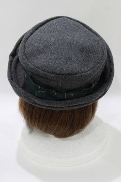 画像2: Jane Marple / グログランリボンウールハット  グレー×グリーン H-26-03-30-079-JM-AC-KB-ZH