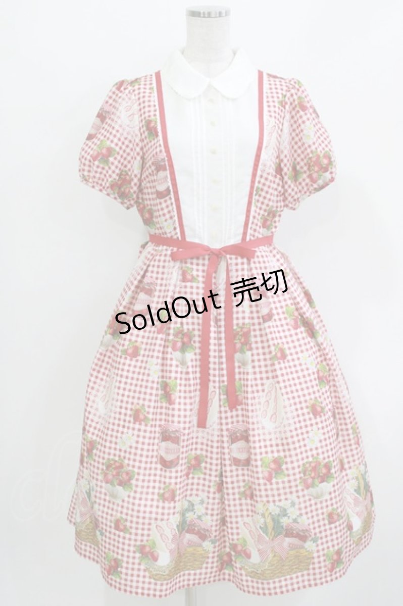画像1: Melody BasKet / Strawberry picnicピンタックワンピース M レッド H-26-03-30-010-LO-OP-KB-ZH (1)