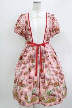 画像1: Melody BasKet / Strawberry picnicピンタックワンピース M レッド H-26-03-30-010-LO-OP-KB-ZH
