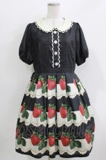 画像1: Leur Getter / Antique Lace Strawberry袖付きワンピース L ブラック H-26-03-30-002-LU-OP-KB-ZH (1)