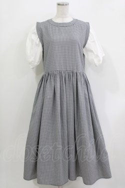 画像1: merry jenny / checkドッキングパフワンピース  ブラック H-26-03-30-018-LO-OP-KB-ZH