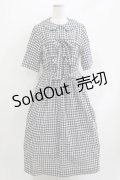 Jane Marple / シャーリングギンガムリボントリムドレス  ブラック H-26-03-30-025-JM-OP-KB-ZH