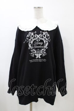 画像1: Honey Cinnamon / フリル襟トレーナー Free ブラック H-26-04-01-047-LO-TO-NS-ZH