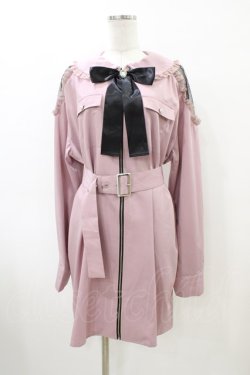 画像1: Ank Rouge / ビジューリボンBigシャツ M ピンク H-26-04-01-048-CA-BL-NS-ZH