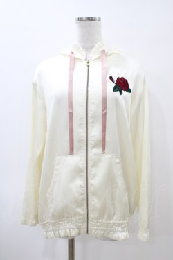 画像1: Ank Rouge / ローズ刺繍サテンパーカー M オフ H-26-04-01-049-CA-TO-NS-ZH