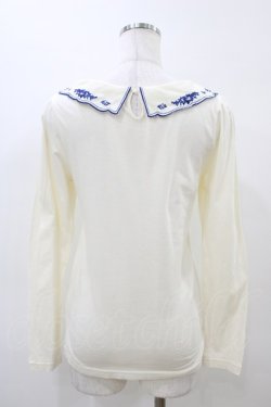 画像2: Fi.n.t / お皿刺繍衿ロンT Free オフ/ブルー H-26-04-01-058-CA-TO-NS-ZH