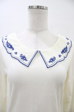 画像3: Fi.n.t / お皿刺繍衿ロンT Free オフ/ブルー H-26-04-01-058-CA-TO-NS-ZH