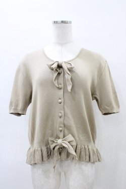 画像1: INGEBORG / リボンカーディガン Free ベージュ H-26-04-01-062-LO-TO-NS-ZH