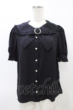 画像1: Ank Rouge / キラキラバックルリボンブラウス M ブラック H-26-04-01-063-CA-BL-NS-ZH