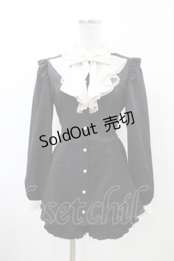 画像1: Secret Honey / リボンラッフル長袖セットアップ Free ブラック H-26-04-01-034-CA-OP-NS-ZH