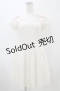 LODISPOTTO / お花レースワンピース M アイボリー/ピンク H-26-04-01-039-LO-OP-NS-ZH