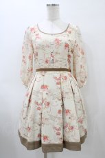 画像1: LODISPOTTO / バックレースアップ花柄ワンピース M アイボリー H-26-04-01-041-LO-OP-NS-ZH (1)