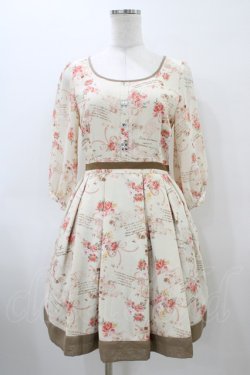画像1: LODISPOTTO / バックレースアップ花柄ワンピース M アイボリー H-26-04-01-041-LO-OP-NS-ZH