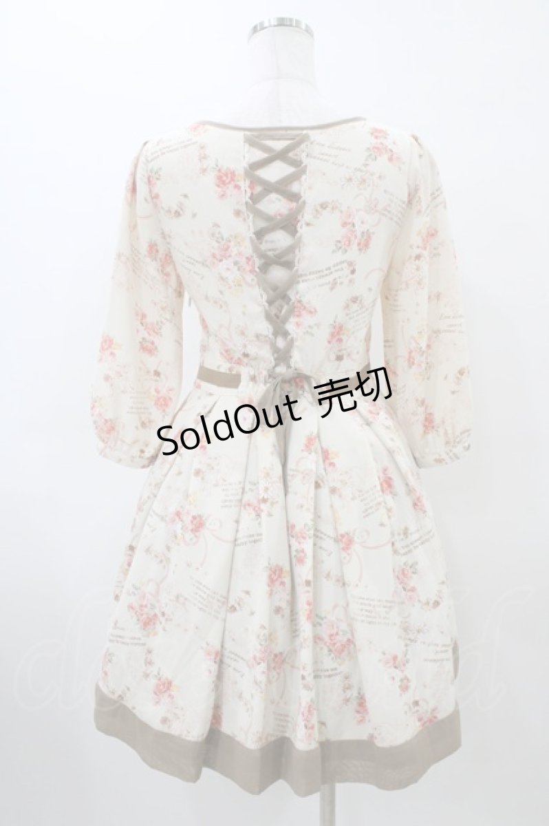 画像2: LODISPOTTO / バックレースアップ花柄ワンピース M アイボリー H-26-04-01-041-LO-OP-NS-ZH (2)