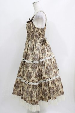 画像2: metamorphose / 【プラスサイズ】ゴブランブーケ シャーリングティアードミディアムジャンパースカート プラスサイズ ブルー系 H-26-04-02-003-ME-OP-NS-ZH