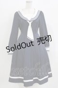 axes femme kawaii / ストライプセーラーワンピース M ネイビー H-26-04-02-027-AX-OP-NS-ZH
