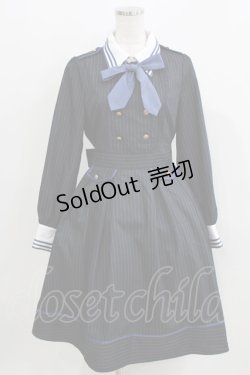 画像1: Amavel / ピンストライプシャツカラーワンピース Free ネイビー H-26-04-02-029-CA-OP-NS-ZH