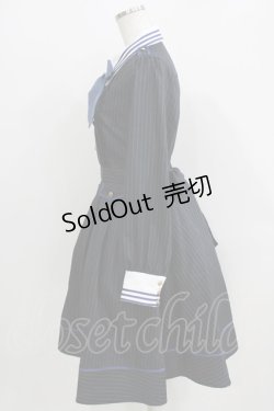 画像2: Amavel / ピンストライプシャツカラーワンピース Free ネイビー H-26-04-02-029-CA-OP-NS-ZH