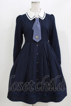 画像1: Amavel / モノグラムネクタイシャツワンピース Free ネイビー H-26-04-02-032-CA-OP-NS-ZH