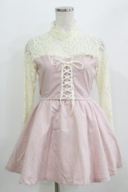 画像1: LIZ LISA / レース切替ビスチェワンピース Free ピンク H-26-04-02-035-LO-OP-NS-ZH