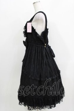 画像2: metamorphose / 【プラスサイズ】総レースシャーリングフリルジャンパースカート プラスサイズ ブラック H-26-04-02-005-ME-OP-NS-ZH