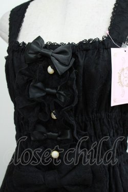 画像4: metamorphose / 【プラスサイズ】総レースシャーリングフリルジャンパースカート プラスサイズ ブラック H-26-04-02-005-ME-OP-NS-ZH