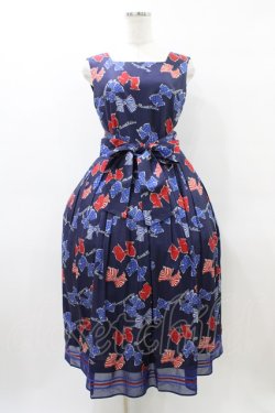 画像1: Jane Marple / Anniversary ribbonsスクエアドレス  ネイビー H-26-04-02-1022-JM-OP-KB-ZH