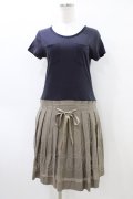 Jane Marple Dans Le Salon / レイヤード風切替ワンピース M ネイビー×カーキ H-26-04-02-1028-JM-OP-KB-ZH