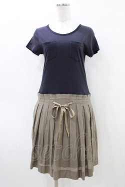 画像1: Jane Marple Dans Le Salon / レイヤード風切替ワンピース M ネイビー×カーキ H-26-04-02-1028-JM-OP-KB-ZH