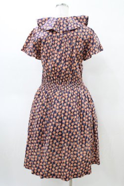 画像2: Jane Marple Dans Le Salon / Pepプリントのタックカラーワンピース M ブルー H-26-04-02-1029-JM-OP-KB-ZH