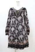 Rozen Kavalier / ビジュー付プリントワンピース  ブラック H-26-04-02-1030-OO-OP-KB-ZH