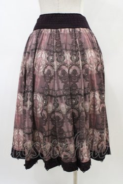 画像2: OZZ ANGELO / 総柄裾レーススカート  ブラウン H-26-04-02-1035-OO-SK-KB-ZH