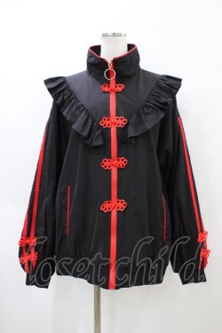 画像1: REFLEM / チャイナフリルトラックジャージ FREE 黒×赤 H-26-04-02-1049-PU-JA-AK-ZH