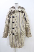 MILKBOY / ファーカラーモッズコート  ベージュストライプ H-26-04-02-1062-MB-CO-KB-ZH