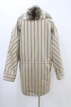 画像2: MILKBOY / ファーカラーモッズコート  ベージュストライプ H-26-04-02-1062-MB-CO-KB-ZH