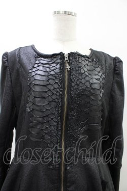 画像4: h.NAOTO / ドラゴンレザー切替ZIPコートワンピース  黒 H-26-04-02-1006-HN-CO-KB-ZH