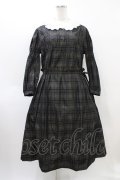 Jane Marple / Memory shadow check shirring dress  ブラック H-26-04-02-1008-JM-OP-KB-ZH
